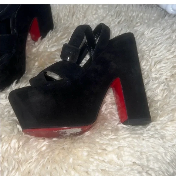 Christian Louboutin SUPERYAZ 160 Suede Platform Heels Sandals Shoes - Picture 6 of 12